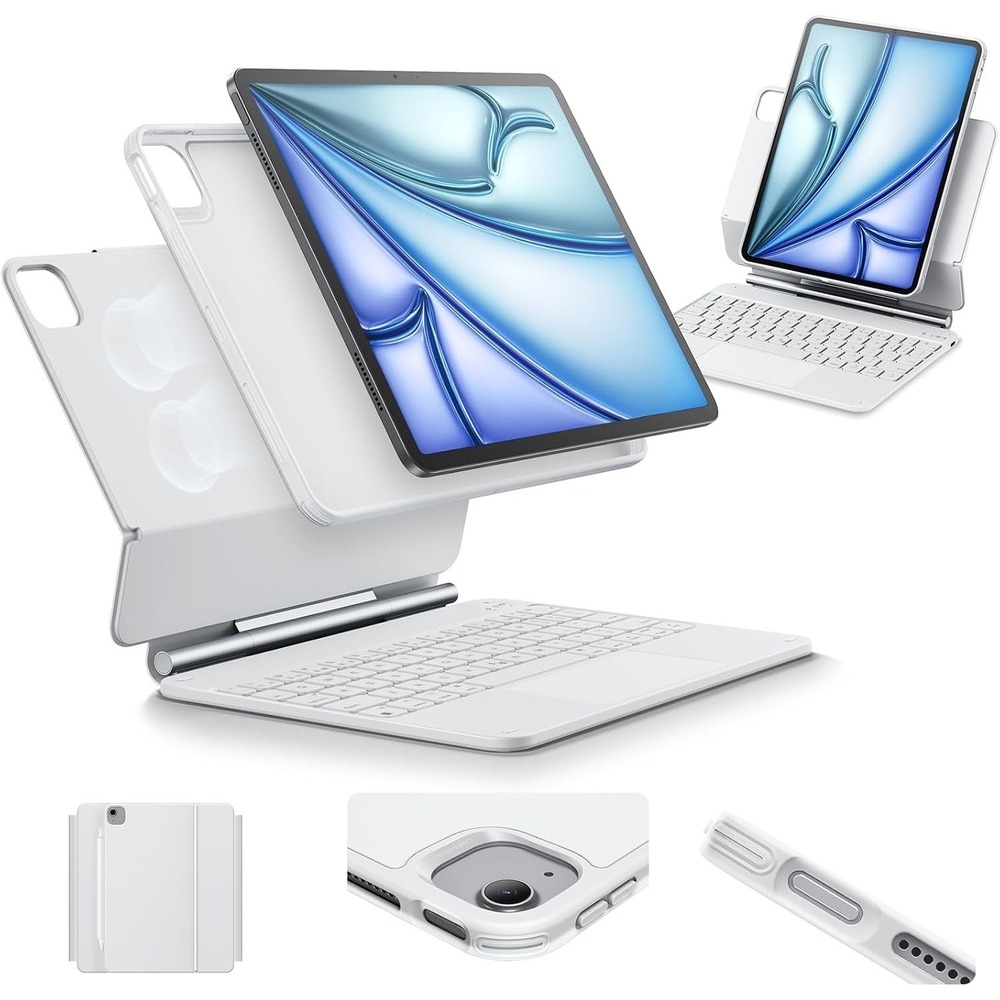ESR Keyboard Case for iPad Air 11 M3 M2‎ Pro 11 Removable Cover White